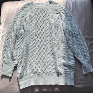 Light Blue Cable Knit Sweater Dress